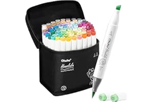 Ohuhu Alcohol Markers Brush Tip - AP Certificated Double Tipped Art Marker Set for Artist Adults Coloring Illustration- 72 Colors - Refillable - Chisel and Brush Dual Tips - Honolulu of Ohuhu Markers