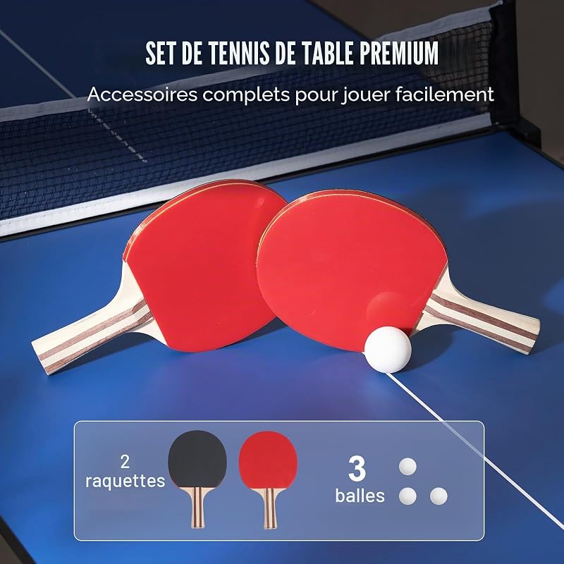 Ping-Pong Portable en MDF avec Filet et Raquettes