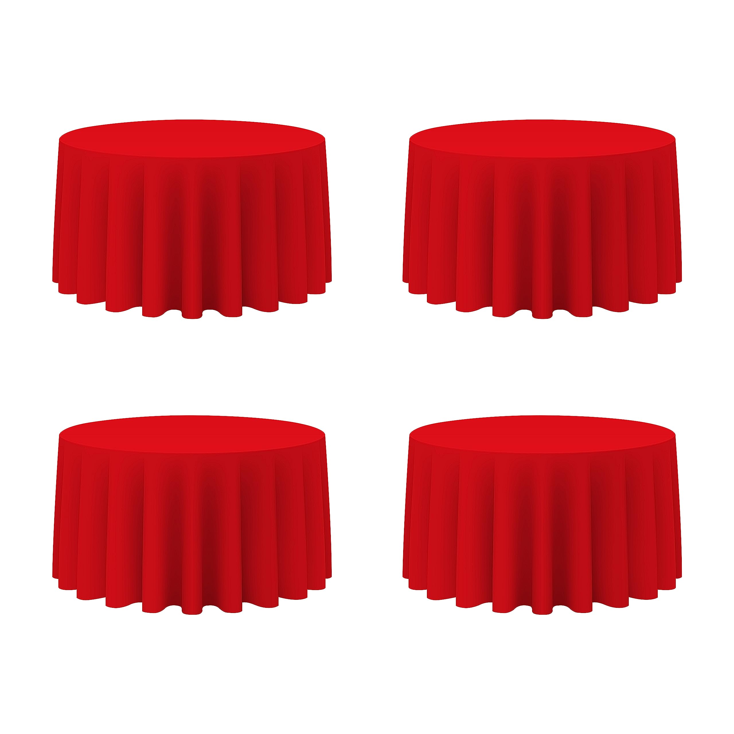 Photo 1 of BRILLMAX 4 Pack Red Round Tablecloths 120 Inch - Circle Bulk Linen Polyester Fabric Washable Table Cloth Cover for Wedding Reception Banquet Birthday Party Buffet Restaurant