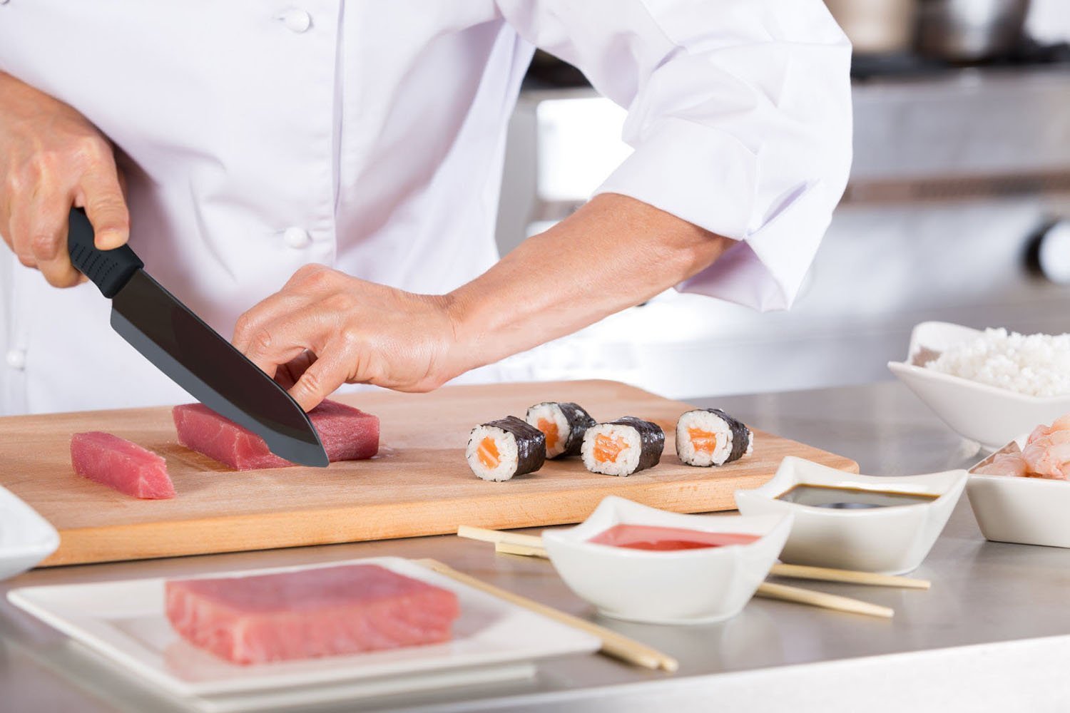 Ceramic Kitchen Knife, CUSIBOX 6 Inch Ceramic Kitchen Chef Knife with Non-Slip Handle and Protective Sheath, Black