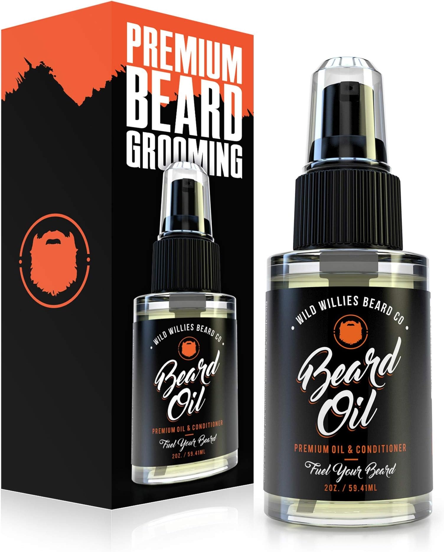 Wild Willies Beard Oil for Men. Made with 10 Natural Conditioner Ingredients & Organic Essential Oils. Promotes Fast Growth, Restores Moisture & Delivers a Deep Softener Treatment. 2oz Bottle
