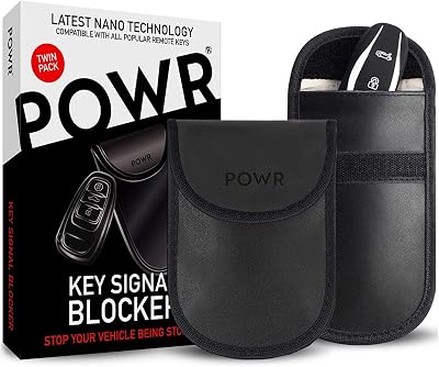 POWR Faraday Pouch for Car Keys 2 Pack Anti Theft Keyless Signal Blocker