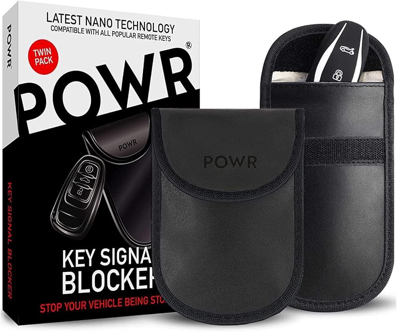 POWR Faraday Pouch for Car Keys 2 Pack Anti Theft Keyless Signal Blocker