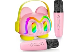 SXJINGLIMY Mini Karaoke Machine for Kids, Toddler Toys Kids Toys for Ages 8-13 Girl Birthday Gift, Kids Karaoke Machine with 2 Microphones