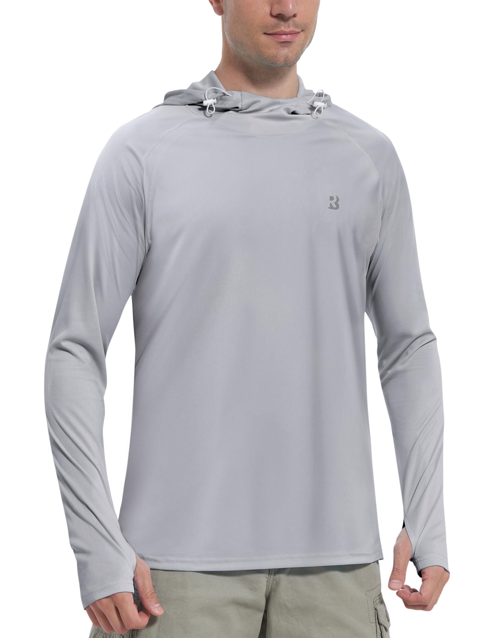 Roadbox UPF 50+ Sun Protection Hoodie Shirt, Outdoor Fishing SPF UV Long Sleeve Shirts, Quick Dry Hiking Running Rash Guard