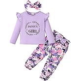 Mikrdoo Baby Girl Clothes Toddler Girl Outfits Long Sleeve Ruffle Shirt Tops Baby Camo Pants