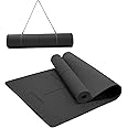 Ewedoos Eco Friendly Yoga Mat with Alignment Marks TPE Yoga Mat Non Slip Hot Yoga Mat Thick 1/4'' Anti-Tear Surfaces Exercise Mats for Home Workout Fitness Pilates