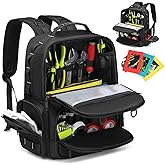 Tool Backpack,Heavy Duty Tool Bags for Men,Tool Storage Organizer Bag With 3 Tool Pouches for Electrician/Industrial/Construction/Tactical/Hvac Techs/Repairman Work