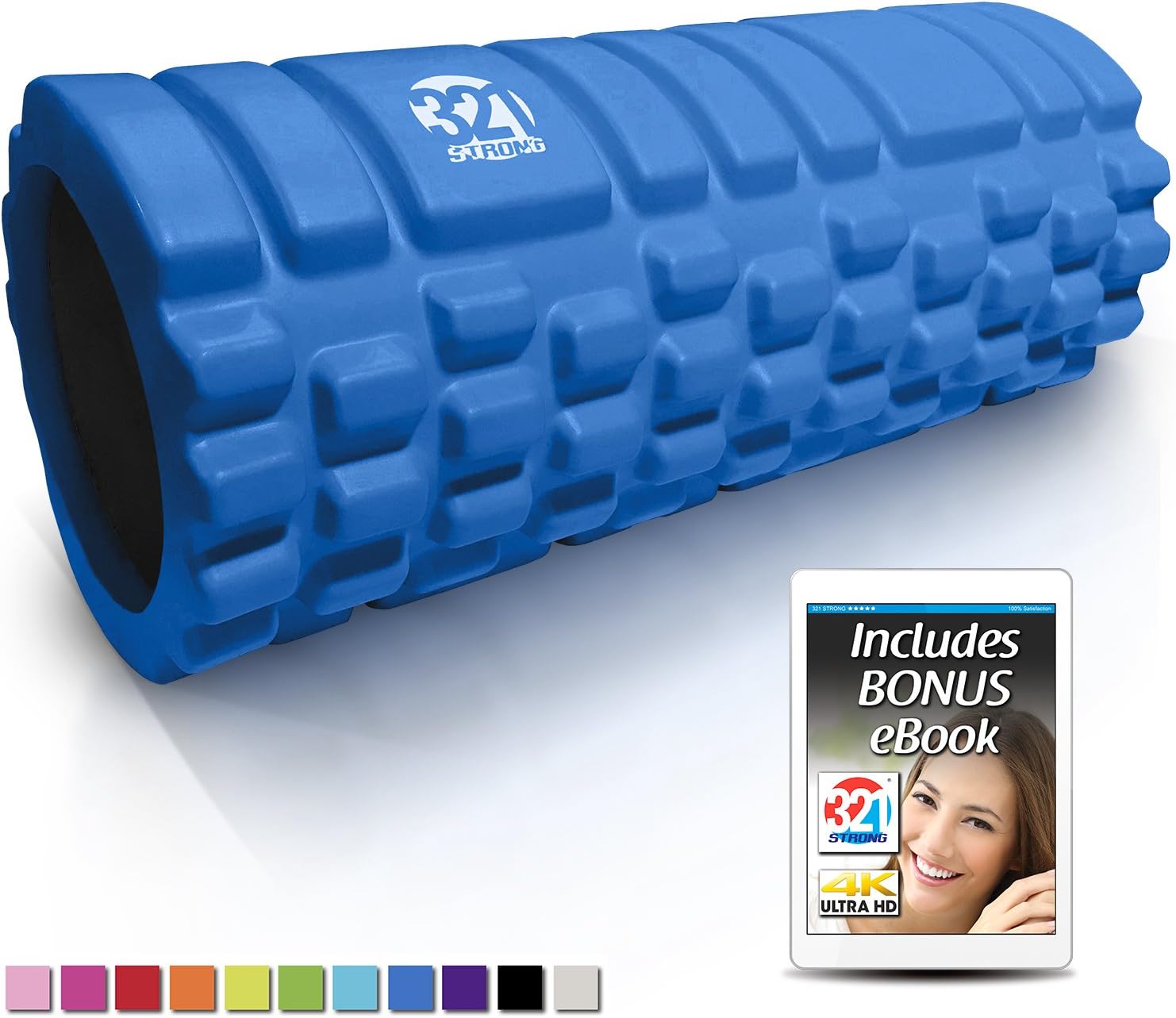 321 STRONG Foam Roller - Medium Density Deep Tissue Massager for Muscle Massage and Myofascial Trigger Point Release, with 4K eBook - Blue : Sports & Outdoors