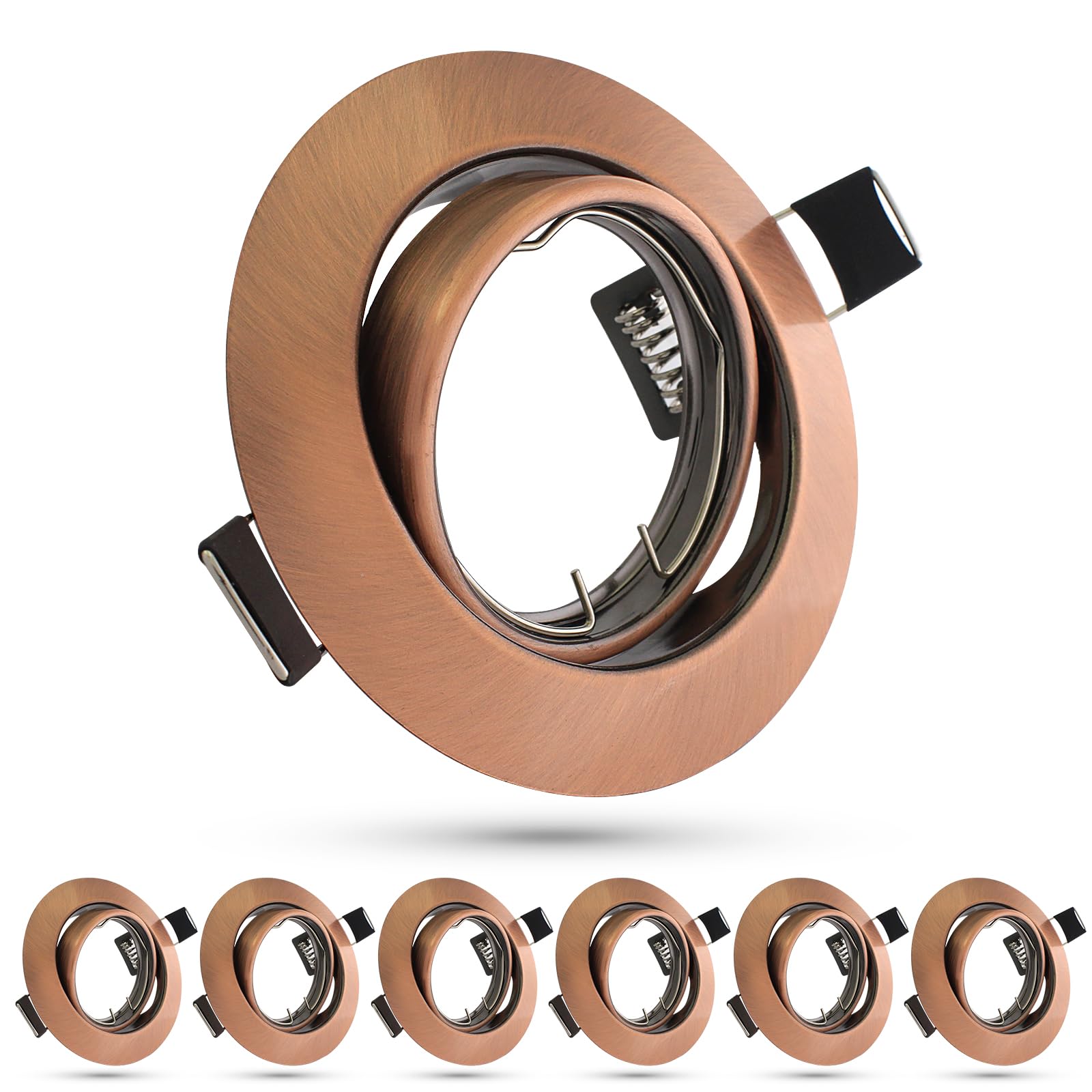 Photo 1 of 6 Pack Round Recessed Spotlights Trim Ring Fitting, Compatible with MR16 GU5.3 Bulbs, Outer Dia.90mm, Cut-Out Size 68-85mm, 360° Adjustable Holder for Under Cabinet,Antique Copper
