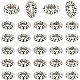 HOBBIESAY 100Pcs Silver Spacer Beads Bulk Flat Rondelle Flower Bead Bulk Mini Metal Craft Daisy Bead Flower Beads for DIY Bracelets Earrings Necklaces Jewelry Making 0.31 Inch Dia, Hole:0.11 Inch