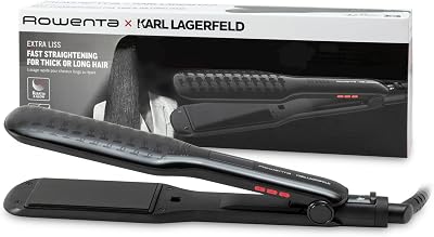 x KARL LAGERFELD SF411L Extra Liss Piastra per Capelli, Superficie Larga, 6 Temperature, Riscaldamento Rapido, Rivestimento in Cheratina, Nero