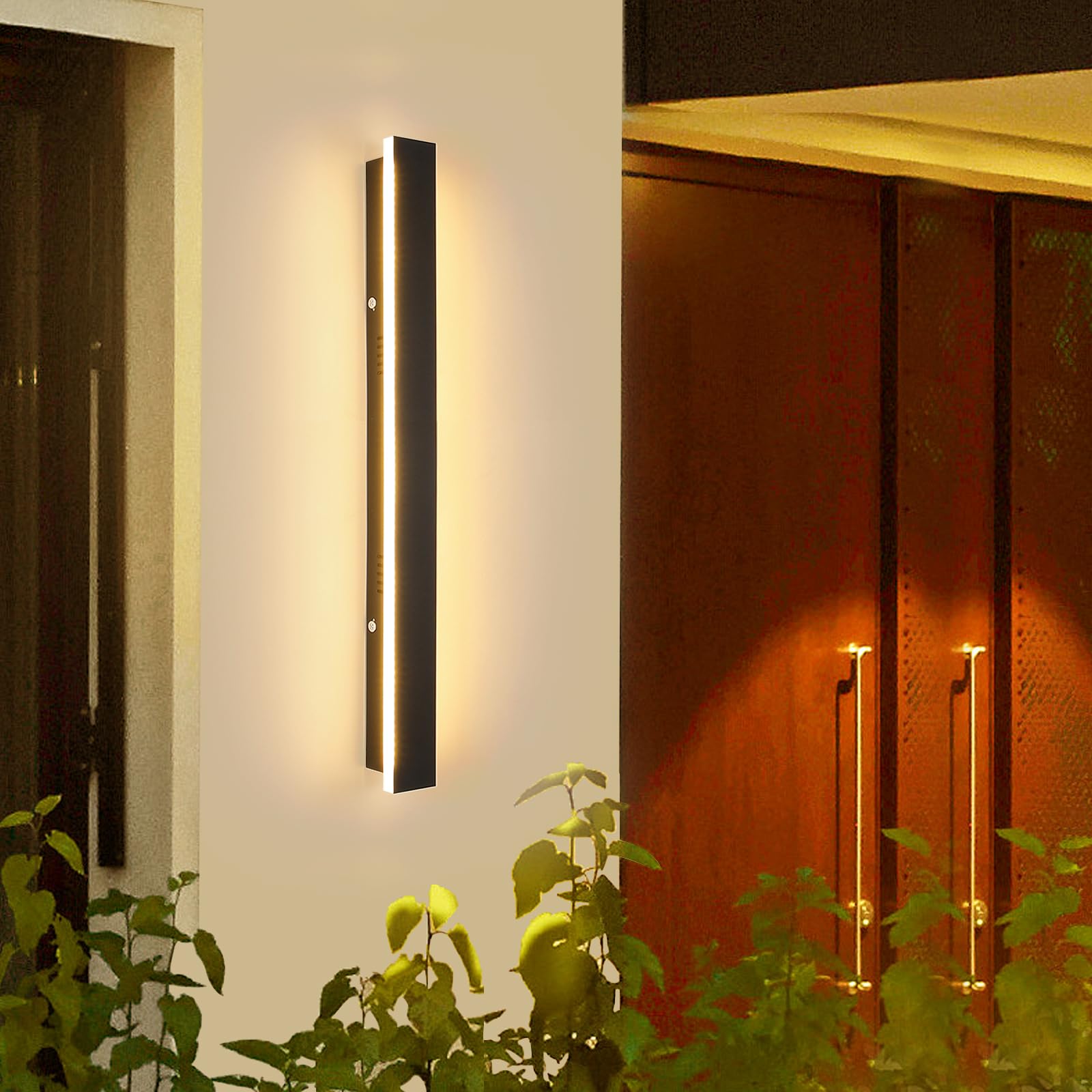 Mikeru 80CM Outdoor Long Wall Lights, 3 Color 3000K/4500K/6000K Rainproof LED Modern Linear Wall Light Side Illuminated Acrylic Wall Hanging Light for Garden, Courtyard, Indoor Decorative Lighting