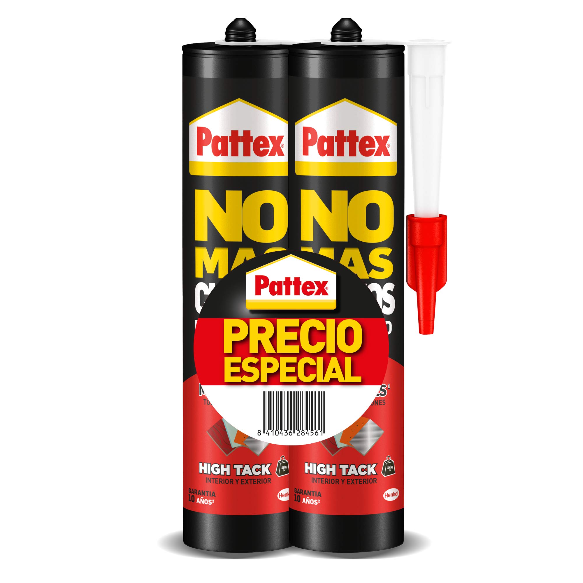 Pattex 2105256, white, no more nails for all HighTack, mounting adhesive, resistant to extreme temperatures, strong adhesive, 2 cartridges x 446 g