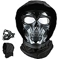 Guayma Airsoft Paintball Mask Tactical Full Face Cyberpunk Mask with Balaclava Headgear for CS Halloween Cosplay Costume Movie Props