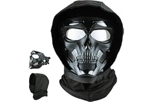 Guayma Airsoft Paintball Mask Tactical Full Face Cyberpunk Mask with Balaclava Headgear for CS Halloween Cosplay Costume Movie Props