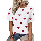 Zeagoo Womens Tops Casual Oversized Short Sleeve Sweatshirt Summer Striped Shirt Crewneck Pullover Loose T Shirts Blouse