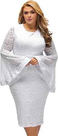plus size white lace dress with sleeves