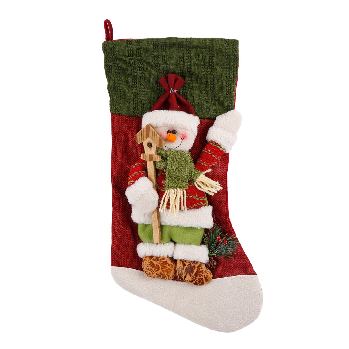 Moonmini 3d grande decorazione Natale Calza idea regalo Hanging Bag Cute Novelty Ornament Craft (Pupazzo di neve)