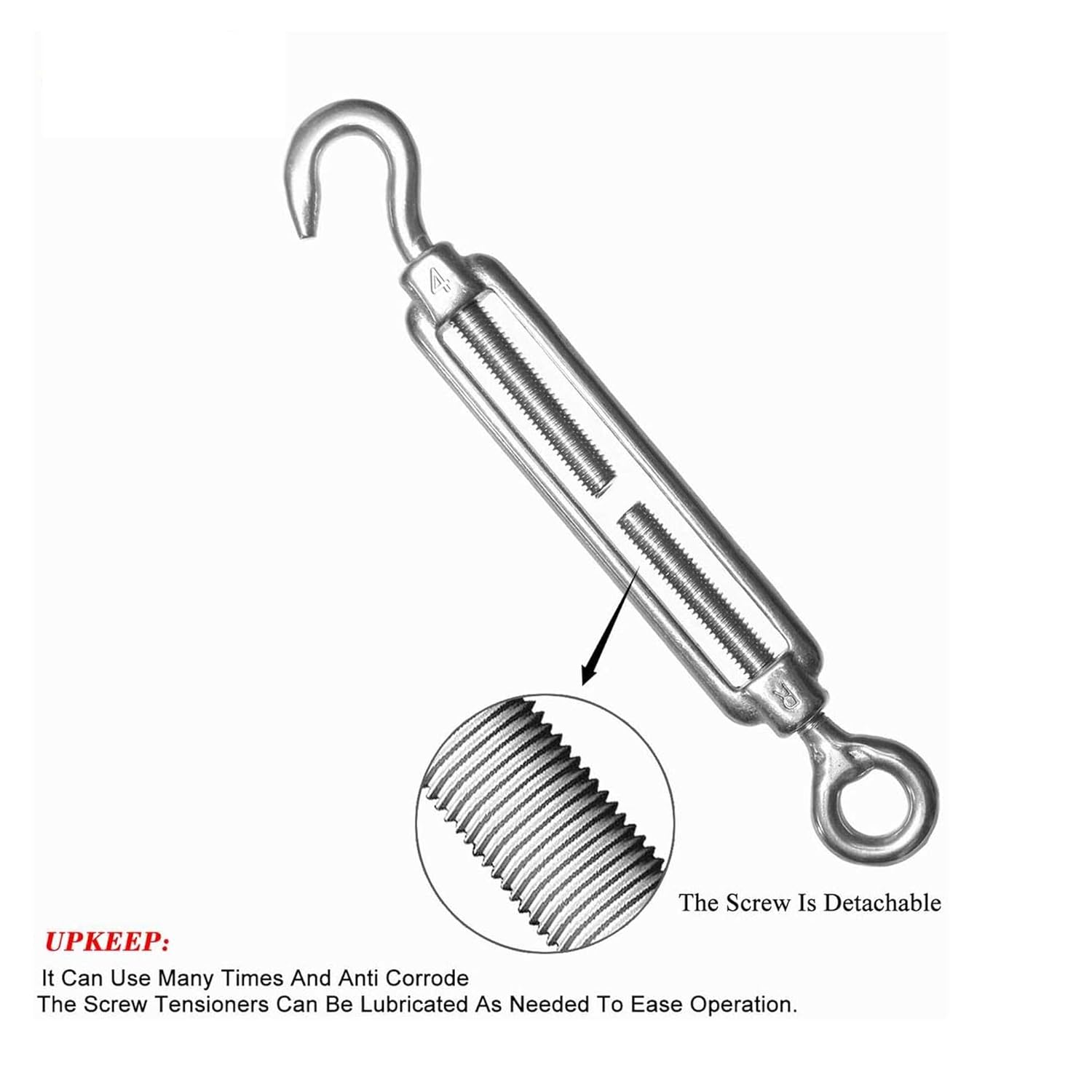 MinLiving 304 Stainless Steel MultiFunction Turnbuckle Kit, 6Pcs M4