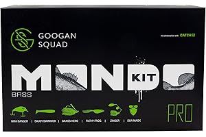 Catch Co Googan Squad Bass Fishing Mondo Kit PRO | Googan Squad Mini Banger, Zinger, Grass Hero, Filthy Frog, Saucy Swimmer, and Necko Sun Mask