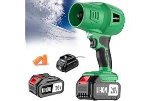 Muylux Electric Cordless Snow Blower Handheld Snow Blower 1 X 4.0Ah Battery and Charger Included, Lightweight Leaf Blower for Patio Cleaning, Lawn Care, Blowing Leaves and Dust, Green