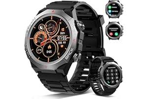 ATHEEWON Military Smart Watches for Men(Answer/Make Calls), 1.39"HD Fitness Watch, 24/7 Heart Rate Sleep Monitor, Smart Watch for Men 110+ Sport Modes, 30Day, IP68 Waterproof Smartwatch for Android iOS, Black