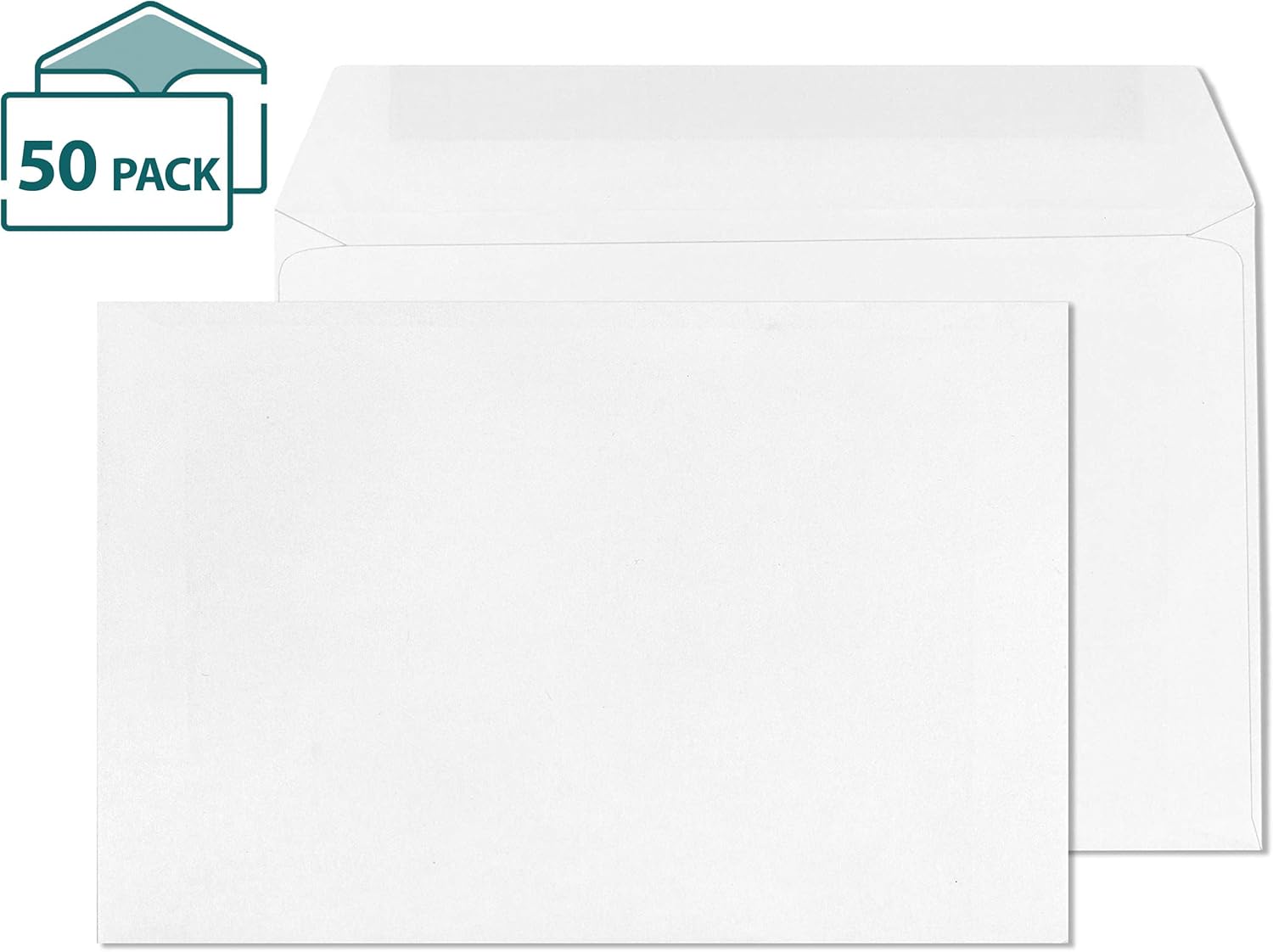 EnDoc 6x9 Open Side Envelopes - Bright White color Booklet 6 x 9 Gummed Seal Envelope, 24lb. Heavyweight Paper For Home, Office, Business or School - 50 Pack : Office Products