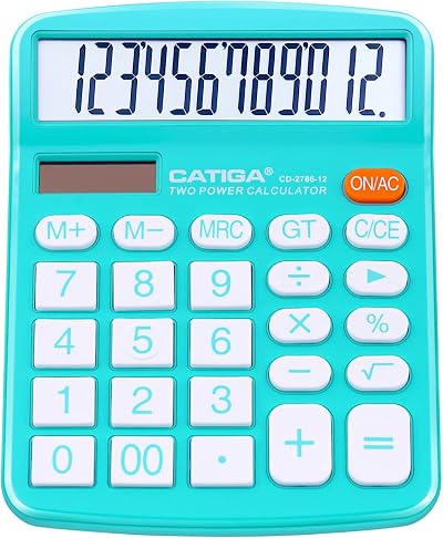 CATIGA Desktop Calculator 12 Digit Large LCD Dual Power CD-2786