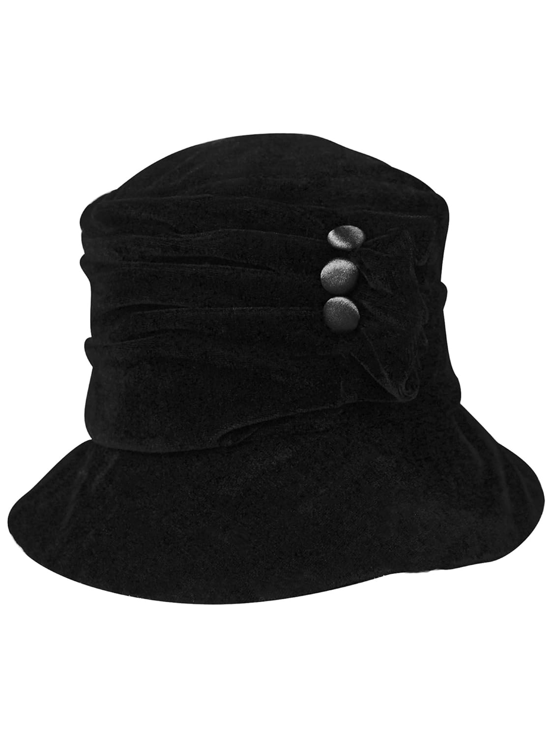 Luxury Divas Velvet Bucket Hat with Button Trim Hats & Caps Bucket Hats