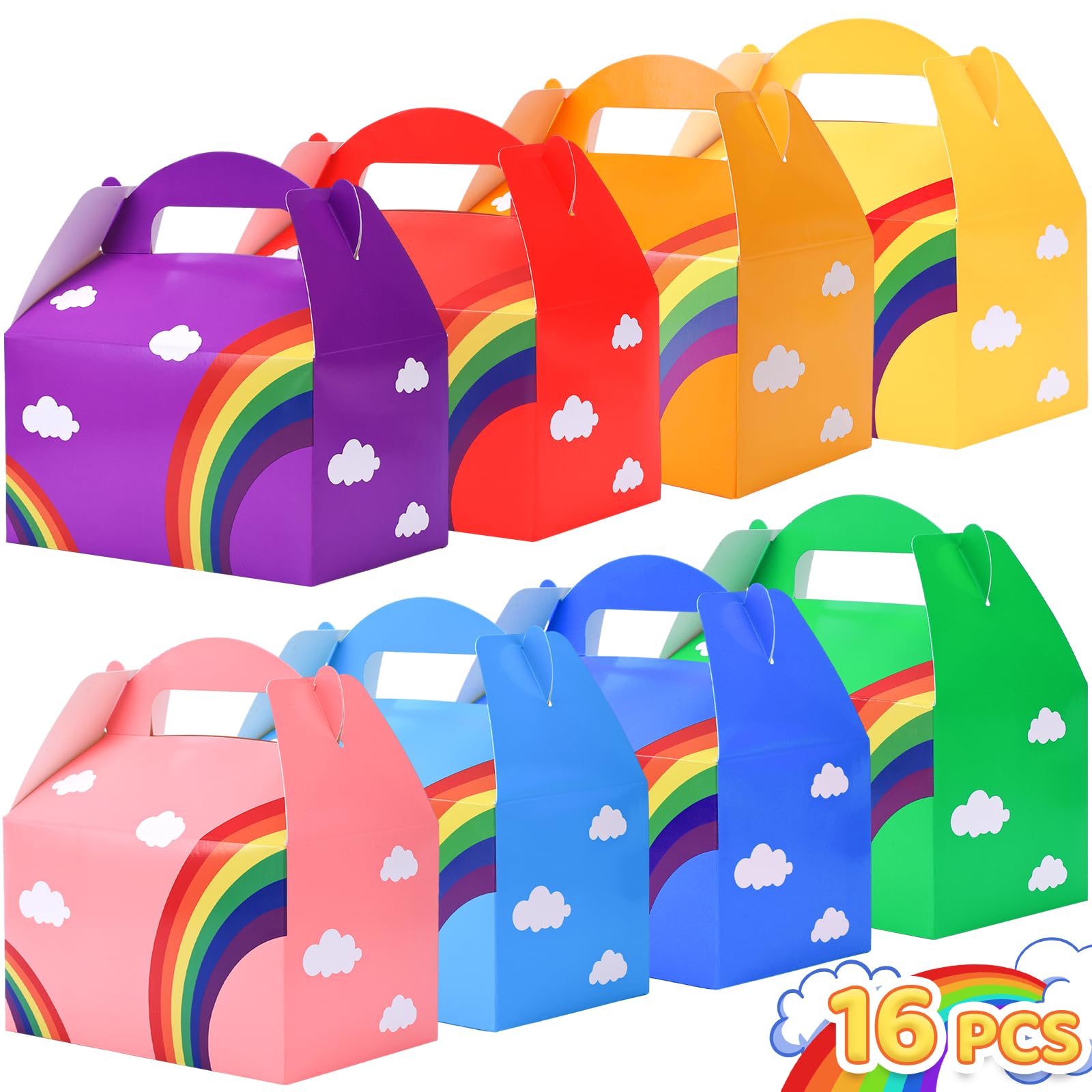 Photo 1 of VGOODALL 16PCS Party Favor Boxes, 6.1x3.3x3.5Inch Rainbow Candy Boxes,Assrote Colors for Kids Birthday Party Wedding Decorations