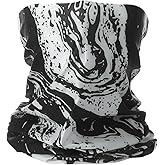 HARFINGTON Summer Cooling Neck Gaiter Sun Protection Face Mask Fishing Neck Gaiter Unisex Sunscreen Breathable Bandana for Fishing Outdoor Sports, Black-White