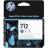 HP 712 Cyan 29-ml Genuine Ink Cartridge (3ED67A) for DesignJet T650, T630, T230, T210 & Studio Plotter Printers