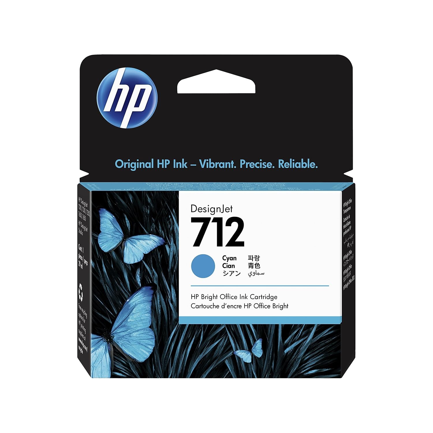 HP 712 3ED67A Cyan 29-ml Genuine Ink Cartridge with Original Ink, for DesignJet T650, T630, T250, T230 & Studio Large Format Plotter Printers 713 DesignJet Printhead