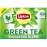 Lipton Signature Blend Green Tea Bags, Unsweetened Teabags for Hot Tea or Iced Tea with Caffeine and Flavonoids, 40 Total Tea Bags