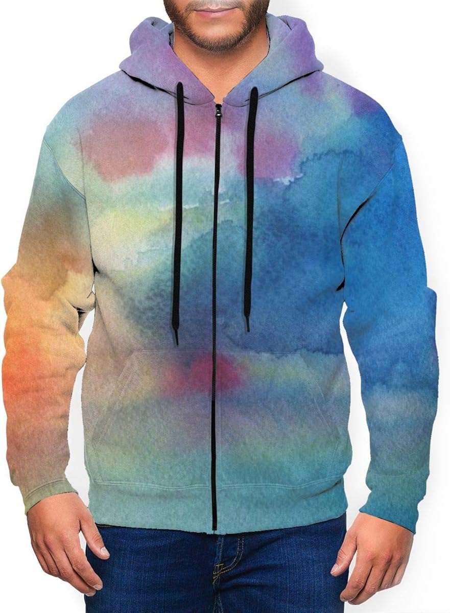 Colourful Gold Blue Mens Zip Hoodie 