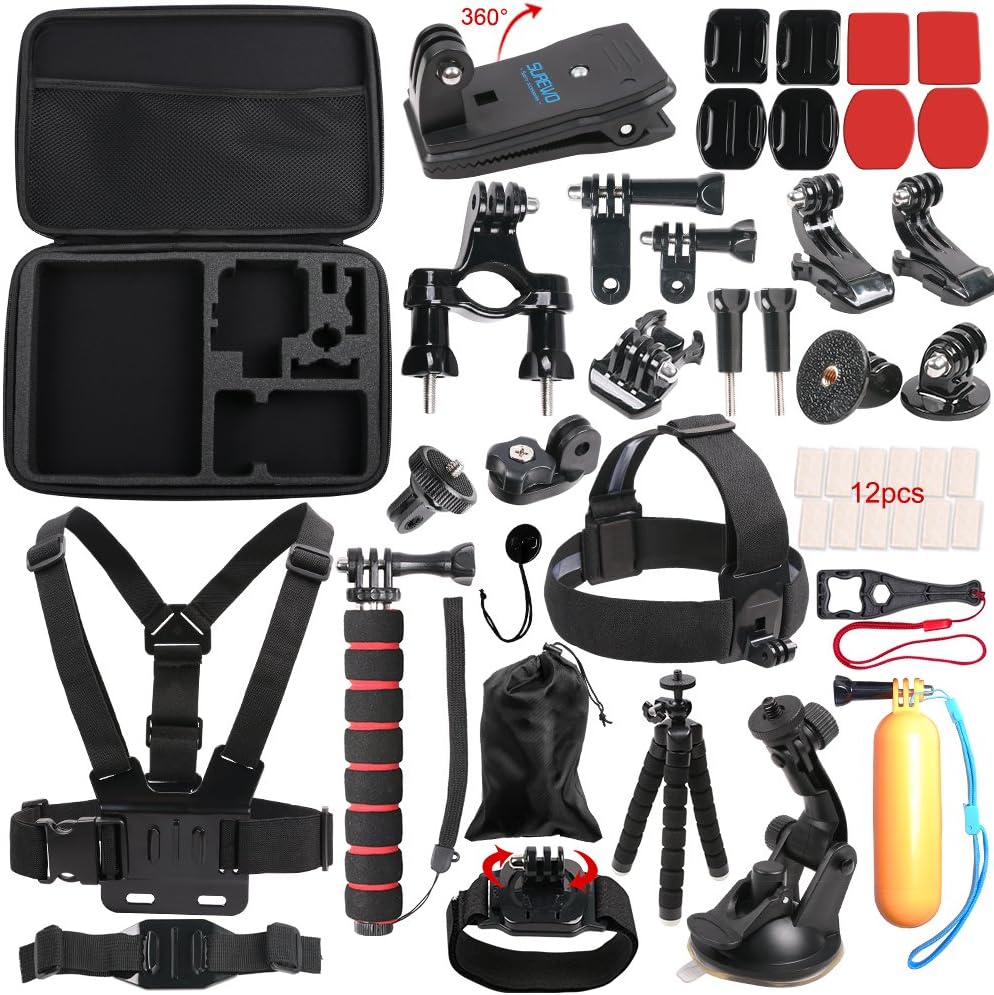 SUREWO Outdoor Sports Accessories Kit for Gopro Hero 6 5 4 Black Hero 5 4 Session 4 Silver 3+ SJ 4000 5000 6000 Xiaomi Yi and Sony Sports DV and More (33-in-1)
