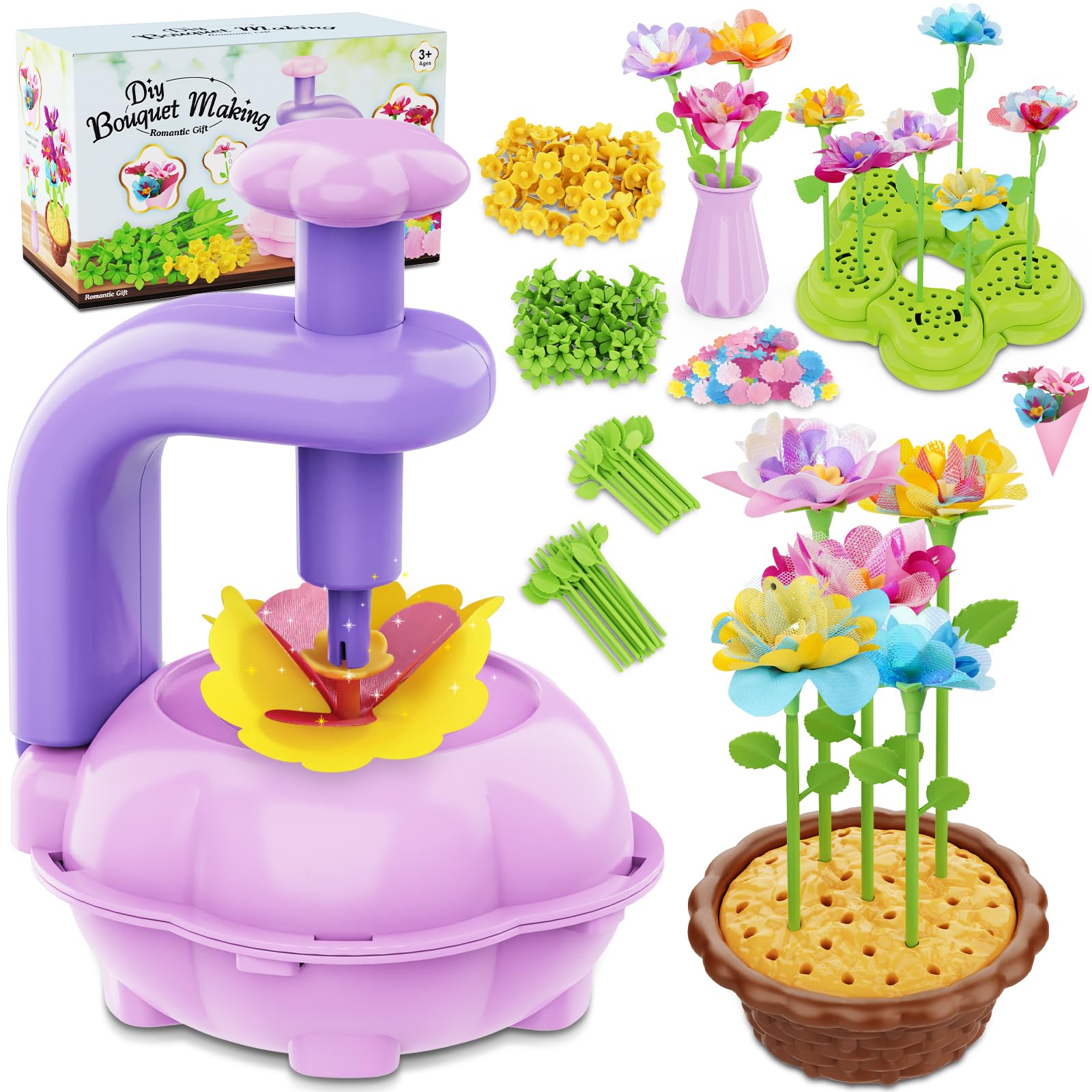 Photo 1 of Zappyway Fabric Flower Bouquets Toys - Creative DIY Crafts for Girls Ages 4-8, Unique Floral Market Toy, Inspiring Arts & Crafts Educational Set, Perfect for Preschool Learning and Birthday Gifts
