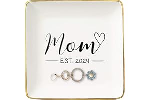 TOPTHINK Mom 2024,First Mother's Day Gifts-New Mother-First Time Mom Presents-New Mommy-Mother to Be-Pregnancy Announcement,Baby keepsake Shower,Christmas Gifts-Jewelry Tray,Ring Dish,Trinket Holder