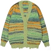 Bakyarder Women's Cardigan Y2k Open Front Casual V Neck Knit Sweater Gradient Pinstripe 2025 Outfits