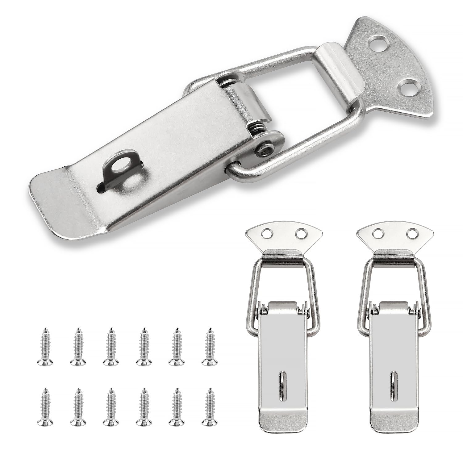 YIXISI 3 Sets Spring Loaded Toggle Catch Latch with Lock Hole, 112mm Hasp Toggle Clamp Clips, Duck Billed Buckles for Cabinet Drawer Case Box Toolbox, with 12 M4X16 Screws
