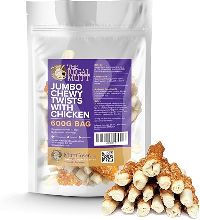 The Regal Mutt Chewy Jumbo Twists with Chicken 600g Bag