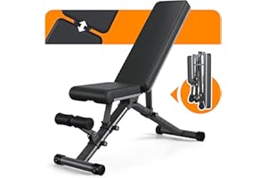 LINBOLUSA Foldable Weight Bench - Adjustable Bench for Full Body Workout, Fully Upright Backrest Design, Multi-Purpose Incline Decline Bench - 2025 Version Black