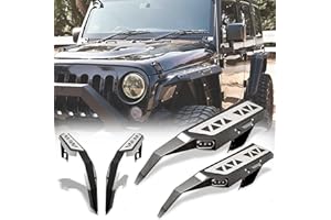 Fender Flares For Jeep 2007-2018 Wrangler JK JKU 2/4-Doors, Hawkley Offroad Steel Fender Flares with LED DRL Light & Sequential Turn Signal Lights for 07-18 Wrangler JK Replacement Accessories