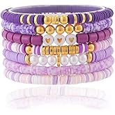 luchike Bracelets Set of 7 Friendship Bracelets Handmade Clay Beaded Bracelet Boho Jewelry Romance Cosplay Outfit Accessories Christmas Birthday Gifts