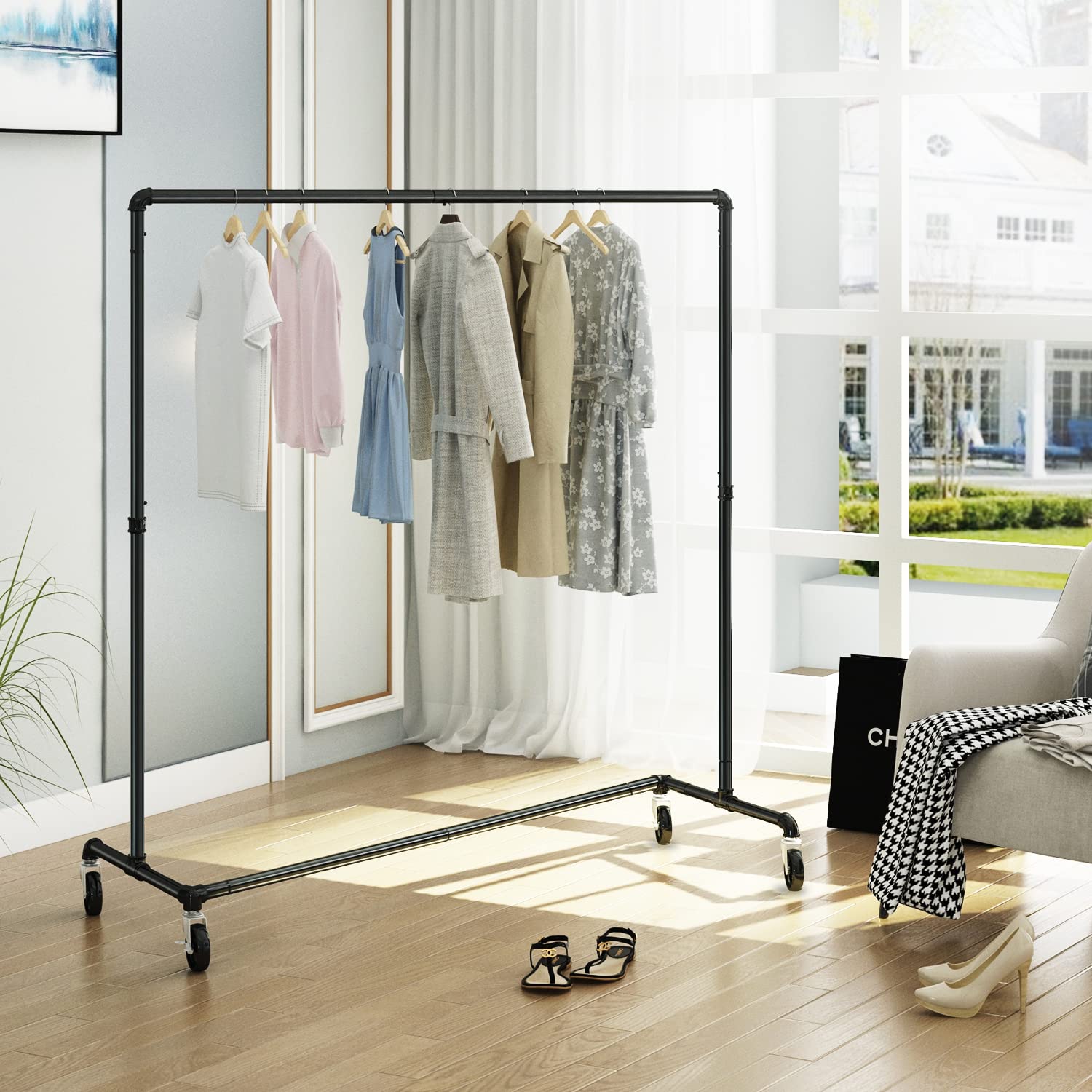 Mua GREENSTELL Clothes Rack, Z Base Industrial Pipe Clothing Rack ...