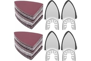 LOUZAGO 54 Pcs Oscillating Tool Sanding Pads Kit, 4 Pcs Finger Sanding Pads & 50 Pcs Finger Sandpaper Including 60/80/120/180/240 Grits, 40mm Finger Sanding Sheet Multitool Sanding Attachments