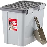 IRIS USA Stackable Dog Food Storage Container with 2 Cup Scoop, 4 Secure Latches, Fits up to 30 lbs, Pet Dry Food Bin, Gasket