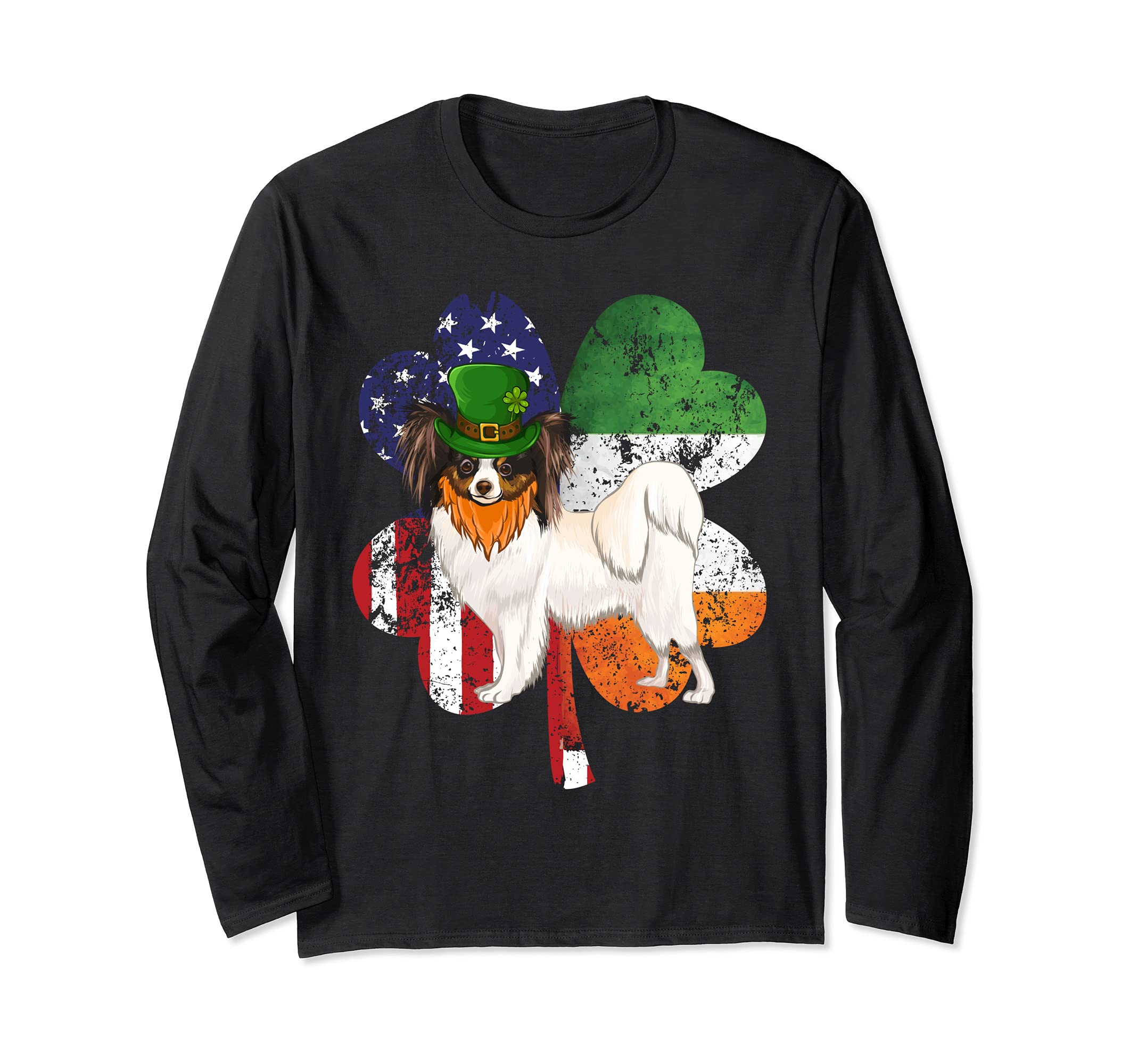 St Patricks Day Irish American Flag Soft Wheaten Terrier Dog Long Sleeve T-Shirt