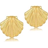 INNERDIVA Gold Boho Ocean Earrings, Shell Earrings Seashell Stud Earrings Beach Jewelry Gifts for Women